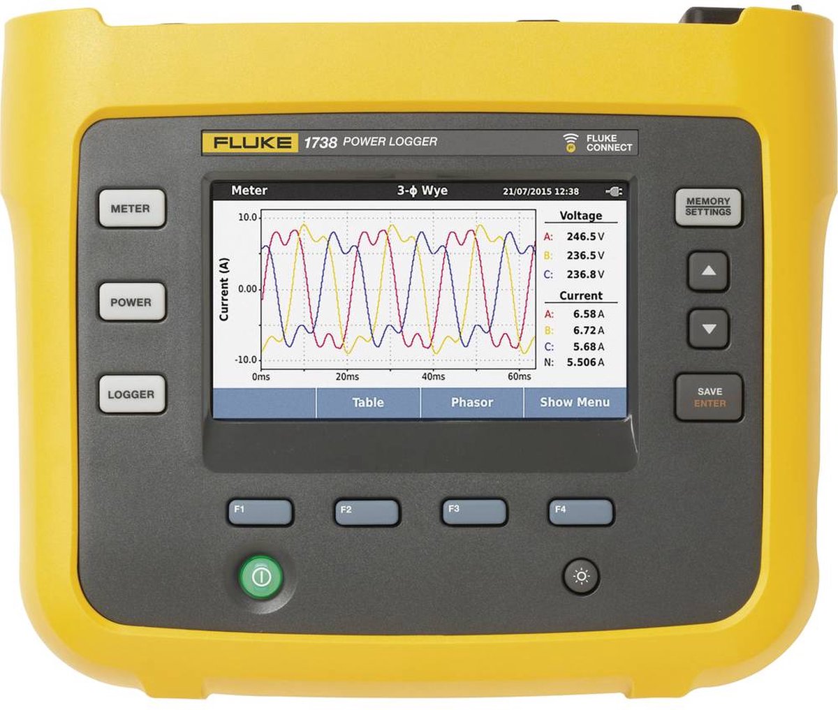 Fluke 1738/EUS Netwerkanalyser 3-fasig Met logger, Incl. stroomtang