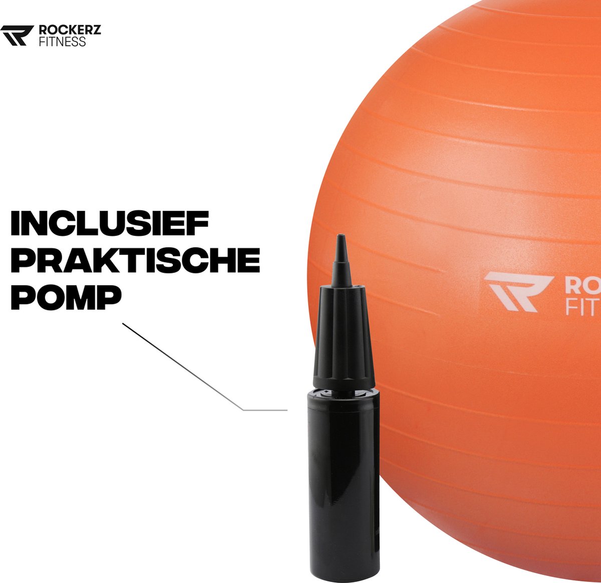 Rockerz Yoga bal inclusief pomp - Fitness bal - Zwangerschapsbal - 65 cm -  Oranje