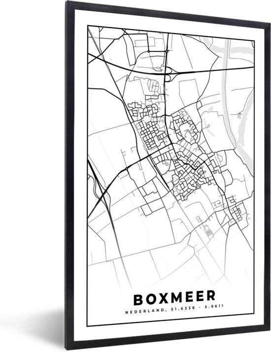 Fotolijst incl. Poster - Stadskaart - Boxmeer - Kaart - Plattegrond - 20x30 cm - Posterlijst