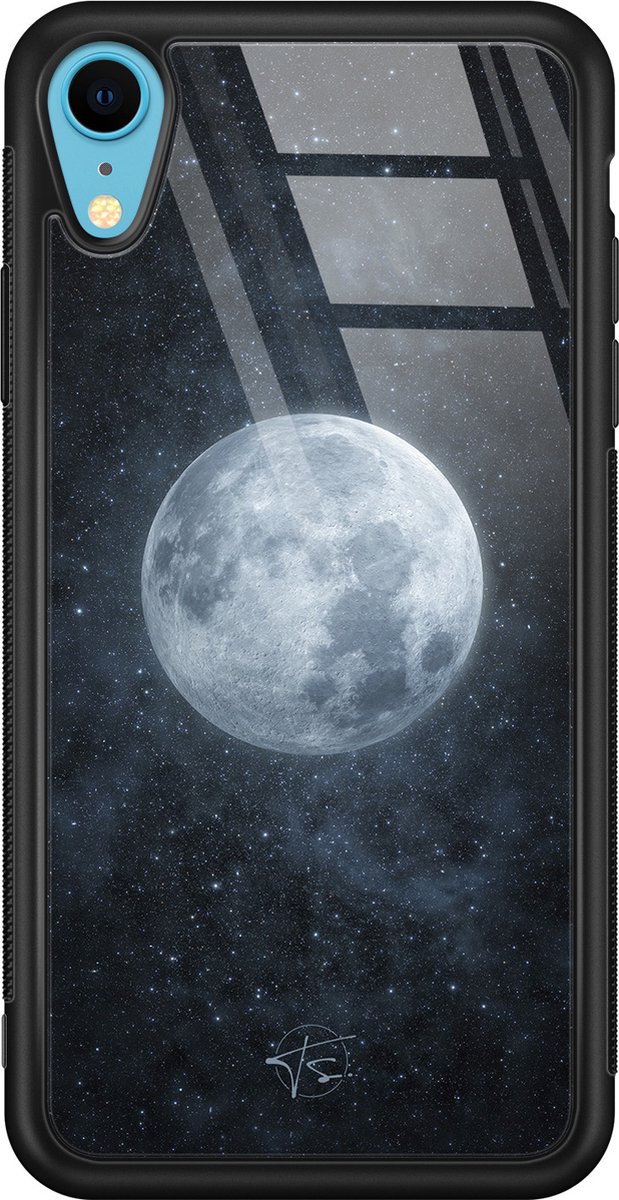 Hoesje geschikt voor iPhone XR - Maan - Luxe Hard Case - Natuur - Blauw - Mooie Telefoonhoesjes