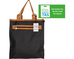 THL Design - Sterke Boodschappentas - Shopper - Leren Handvatten - Zwart