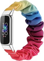 Textiel Smartwatch bandje - Geschikt voor Fitbit Luxe scrunchie bandje - kleurrijk - Strap-it Horlogeband / Polsband / Armband