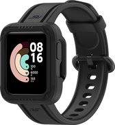 Siliconen Smartwatch bandje - Geschikt voor Xiaomi Mi Watch Lite siliconen bandje met frame - zwart - Strap-it Horlogeband / Polsband / Armband