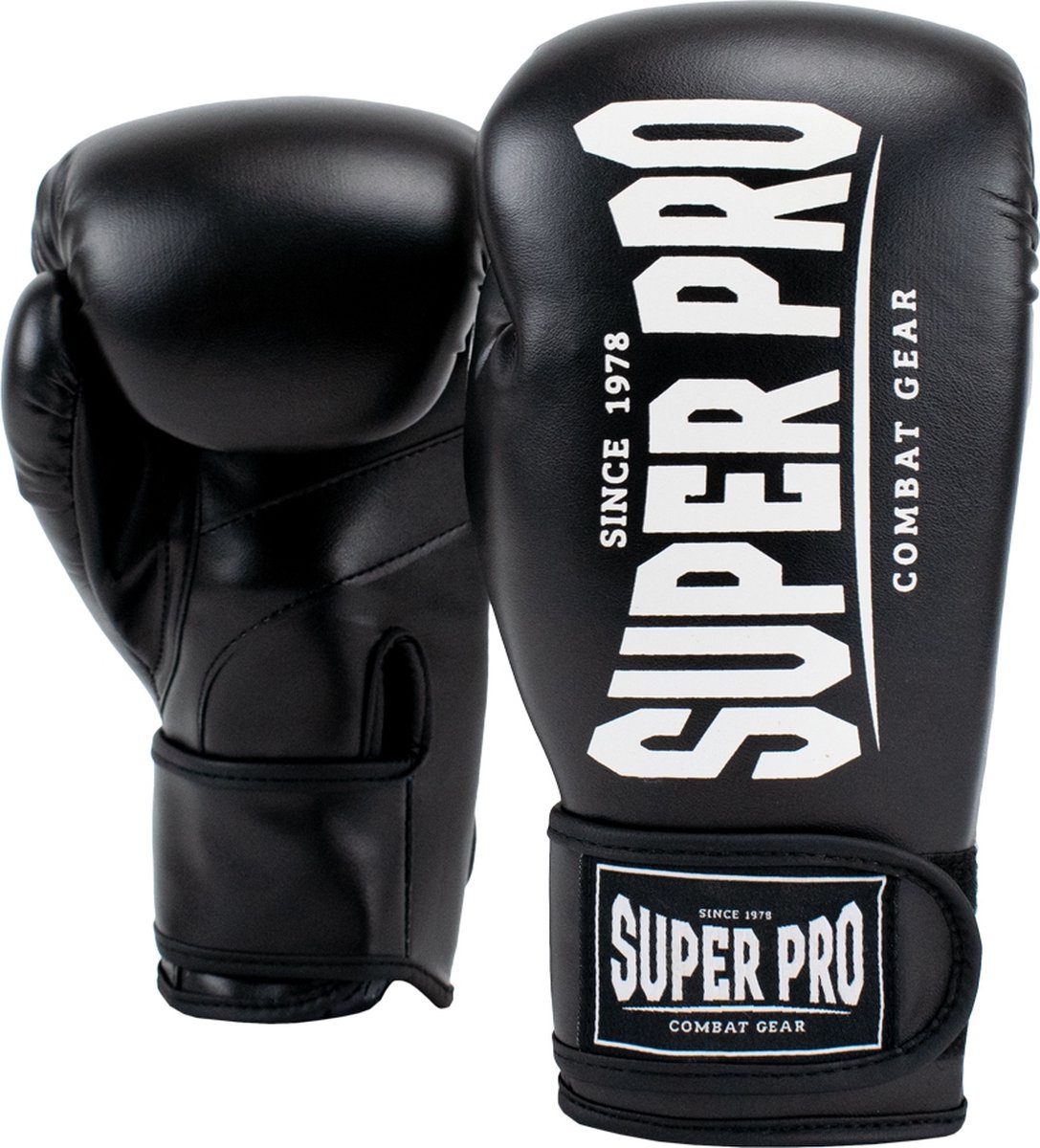 Super Pro Combat Gear Champ (kick)bokshandschoenen Zwart/Wit 8oz