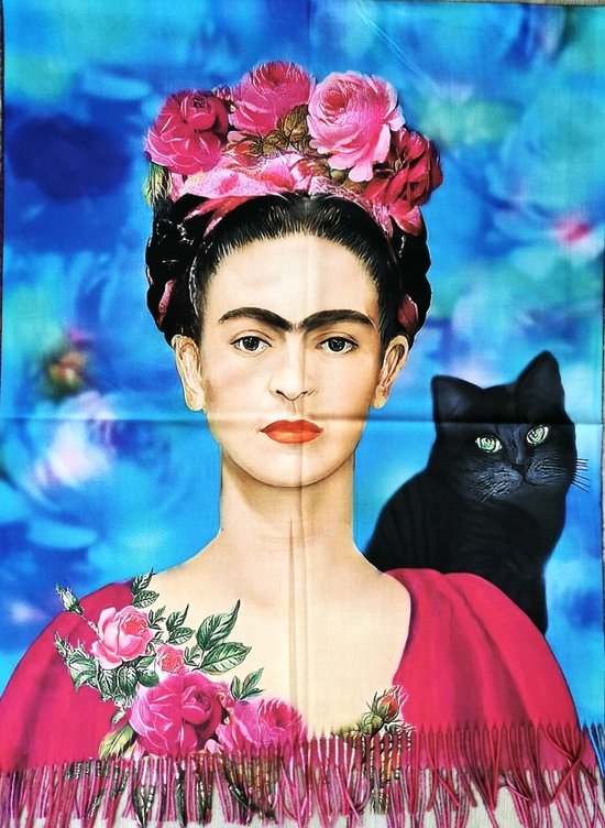 Sjaal schilderij Frida Kahlo van dikker materiaal met 2 kanten (1 kant  effen) | bol.com