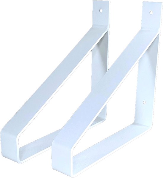 GoudmetHout Massief Eiken Wandplank - 40x25 cm - Industriële Plankdragers  - Staal - Mat Wit