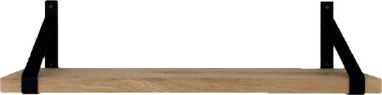 GoudmetHout Massief Eiken Wandplank - 40x25 cm - Industriële Plankdragers  - Staal - Mat Blank