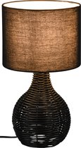 LED Tafellamp - Tafelverlichting - Torna Sparko - E27 Fitting - Rond - Zwart - Hout