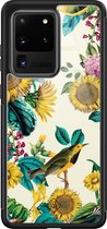 Casimoda® hoesje - Geschikt voor Samsung Galaxy S20 Ultra - Zonnebloemen / Bloemen - Luxe Hard Case Zwart - Backcover telefoonhoesje - Geel