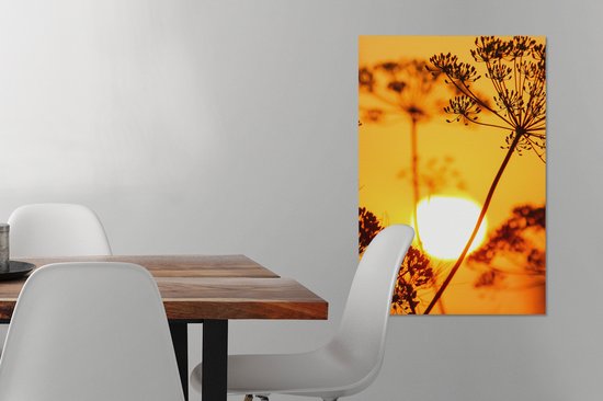 OneMillionCanvasses - Toile - Peinture - Soleil - Plantes - Oranje - Horizon - Photo sur toile - Toile - 40x60 cm - Décoration murale