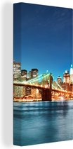 Canvas schilderij - New York - Brug - Brooklyn - Water - Architectuur - Licht - Woonkamer - 40x80 cm - Canvas - Canvas doek - Muurdecoratie