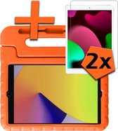 Hoes Geschikt voor iPad 10.2 2019 Hoes Bumper Kindvriendelijk Kids Case Kinderhoes Met 2x Screenprotector - Hoesje Geschikt voor iPad 7 Hoesje Shockproof Cover Hoes - Oranje