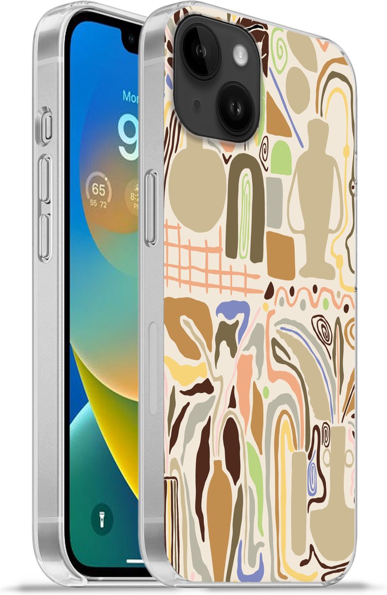 Telefoonhoesje Geschikt voor Apple Iphone 14 Plus hoesje - Bloem - Abstract - Vaas - Bloempot - Siliconen Telefoonhoesje Telefoonhoesje