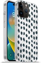 Geschikt voorApple Iphone 14 Pro Max hoesje - Stippen - Zwart - Marmer print - Siliconen Telefoonhoesje