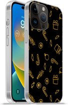 Geschikt voorApple Iphone 14 Pro Max hoesje - Kerstmis - Cadeau - Snoep - Siliconen Telefoonhoesje