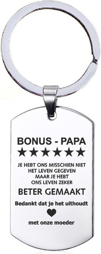 Porte-clés inox - Bonus Papa - Nous - Cadeau Vaderdag