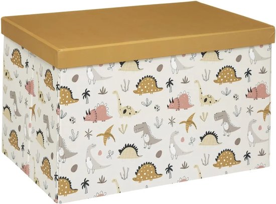 Opbergdoos/opberg box van karton met oker geel dinosaurus print - 38 x 24,5  x 25 cm -... | bol.com