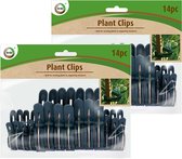 Groene plantenklemmen/plantenclips 28x stuks van 4,3 en 6,3 cm - Planten bindringen - Klemmen - Clips