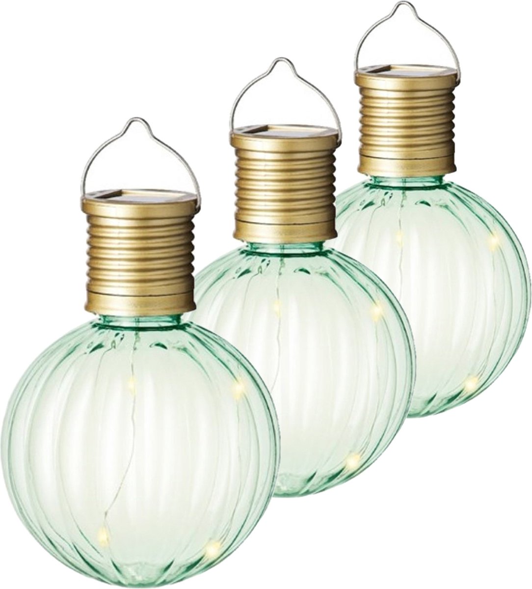 Lumineo tuin/buiten 6x stuks Led lampje/lampion solar verlichting groen 11 x 8 cm - Tuinverlichting op zonne-energie