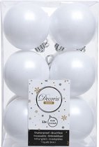 72x Winter witte kunststof kerstballen 6 cm - Mat - Onbreekbare plastic kerstballen - Kerstboomversiering winter wit
