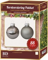 Set de Boules de Noël en Verres 88 pièces gris titane - Décoration Décorations pour sapins de Noël gris titane