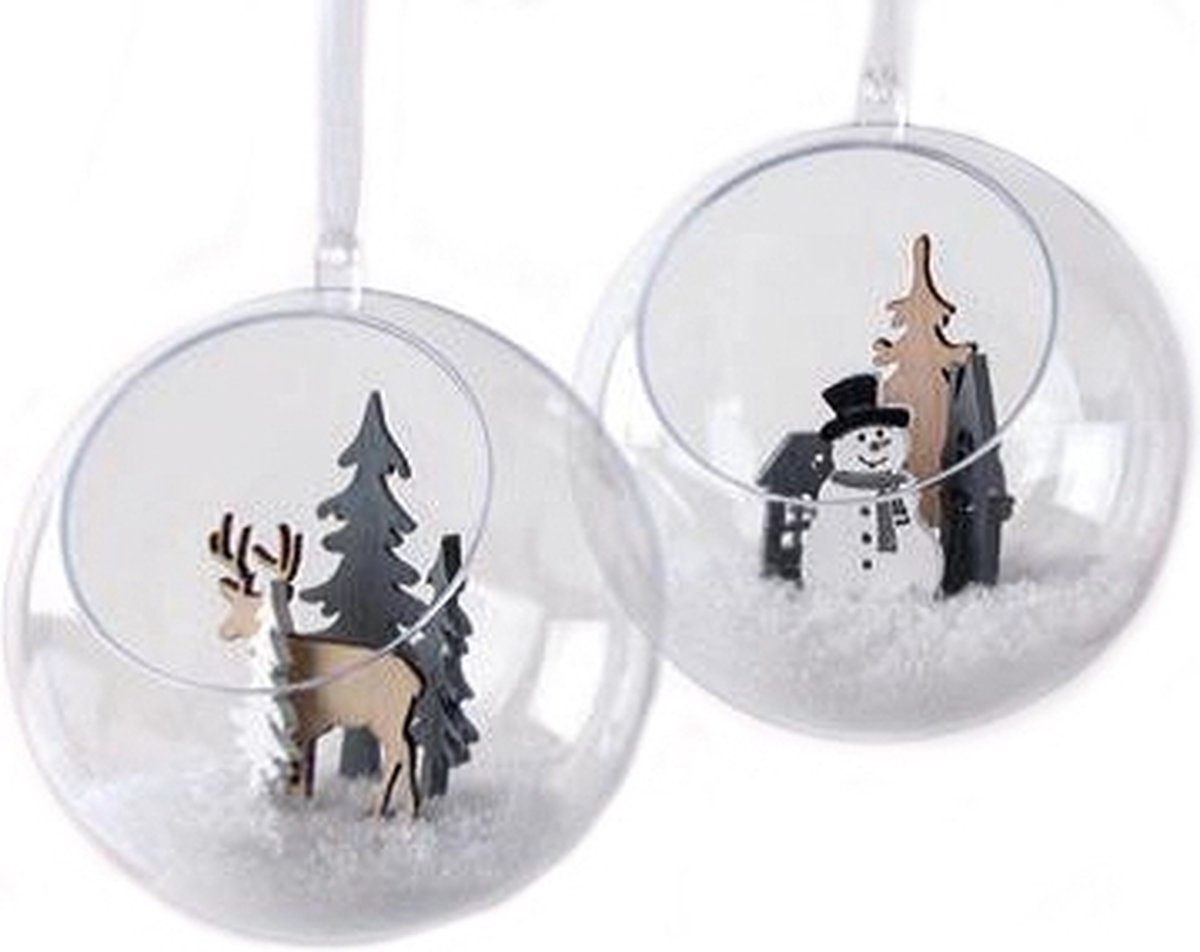 5x Transparante DIY open kerstbal 12 cm - Kerstballen om te vullen - Knutselmateriaal kerstballen maken