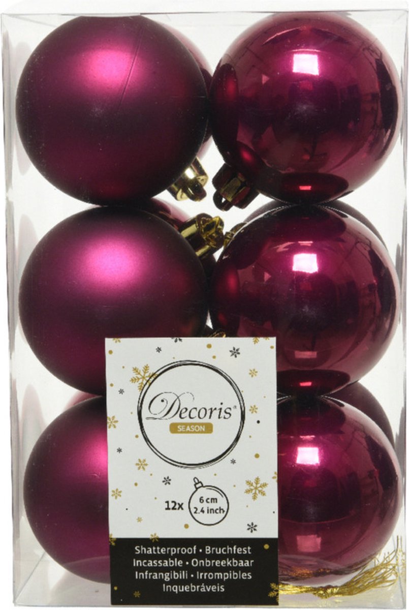 36x stuks kunststof kerstballen framboos roze (magnolia) 6 cm - Mat/glans - Onbreekbare plastic kerstballen