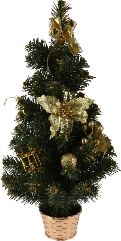 Kunstboom/kunst kerstboom met kerstversiering 60 cm - Kunst kerstboompjes/kunstboompjes - Kerstversiering