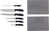 Ensemble de couteaux alpina - 8 pièces - couteau de chef, couteau à découper, couteau à désosser, couteau universel et couteau à éplucher - avec aiguiseur de couteaux - incl. 2 Planches à découper