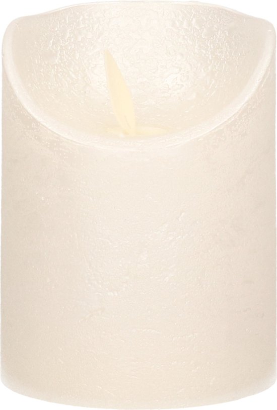 1x Creme parel LED kaarsen / stompkaarsen 10 cm - Luxe kaarsen op batterijen met bewegende vlam
