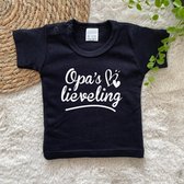 Kinder - shirt - t-shirt - Opa's lieveling - maat: 62 - kleur: zwart - 1 stuks - opa - opa cadeau - kinderkleding - kinderkleding jongens - kinderkleding meisjes - baby kleding