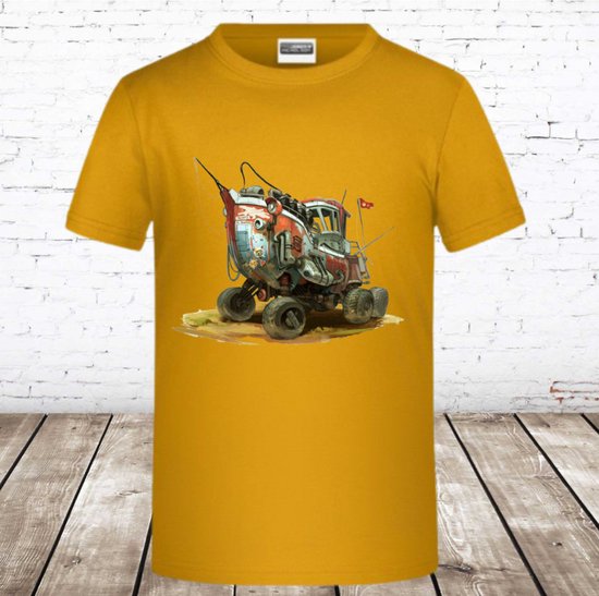 Oker geel shirt boot -Fruit of the Loom-134/140-t-shirts jongens