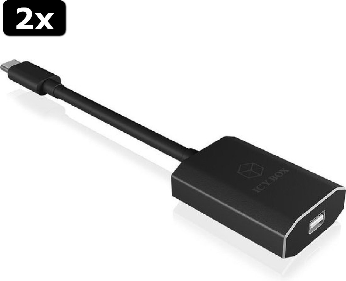 2x Icy Box IBAD550C Displayport Adapter Usb Typec Minidisplayport
