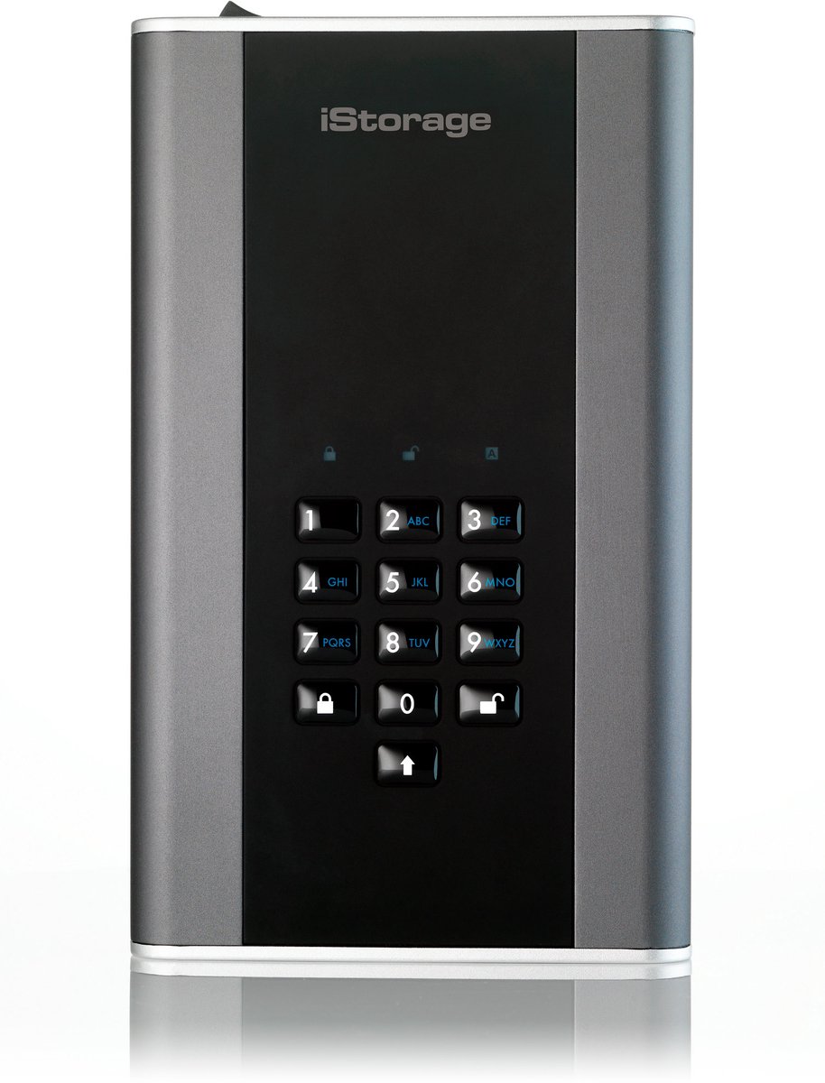iStorage diskAshur DT2 - externe harde schijf - 14 TB - Cijfercode - Zwart - Grafiet