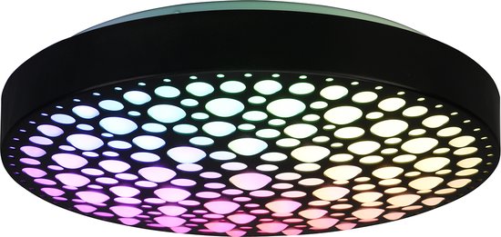 LED Plafondlamp - Plafondverlichting - Trion Carol - 22W - Aanpasbare Kleur - RGB - Afstandsbediening - Dimbaar - Rond - Mat Zwart - Kunststof