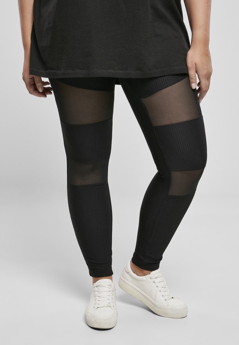 Urban Classics Damen Leggings Ladies Tech Mesh Rib Leggings -S Zwart