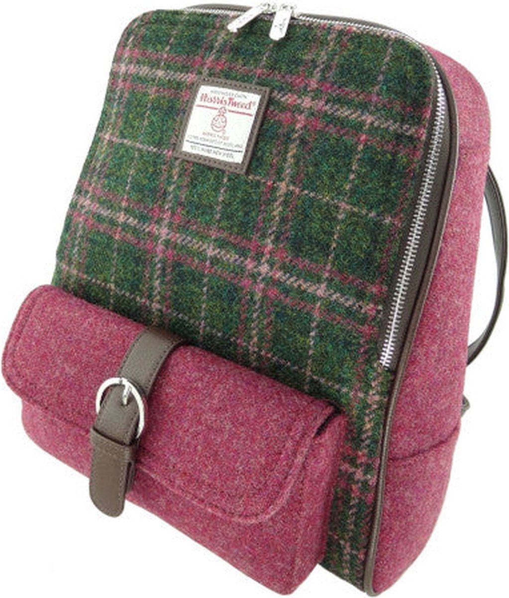 Glen Appin Rugzak Naver Dark Green and Plum - Echte Harris Tweed - Made in Scotland