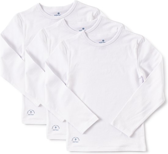 Little Label T-shirt manches longues Garçons Taille 146-152/12Y - blanc - Lot de 3 - T-shirt Wit 3 Pièces - Katoen BIO doux