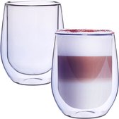 Blauwe Dubbelwandige Koffieglazen - Dubbelwandige Theeglazen - Cappuccino Glazen - 300ML - Set Van 2