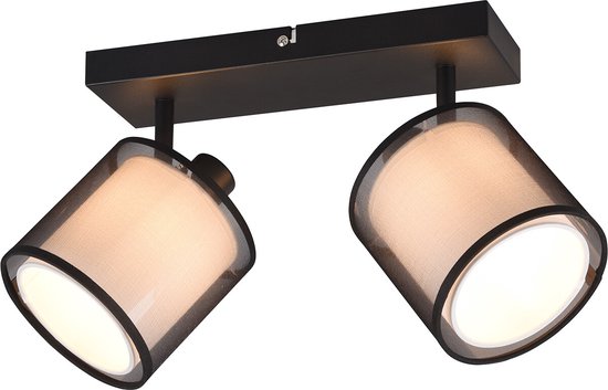LED Plafondspot - Plafondverlichting - Torna Bidon - E14 Fitting - 2-lichts - Rechthoek - Mat Zwart - Aluminium