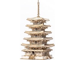 foto van 3D DIY Houten Puzzel Vijf Verdiepingen Pagode voor Volwassenen Tieners Model Kits voor Volwassenen om te bouwen, 275 Stuks