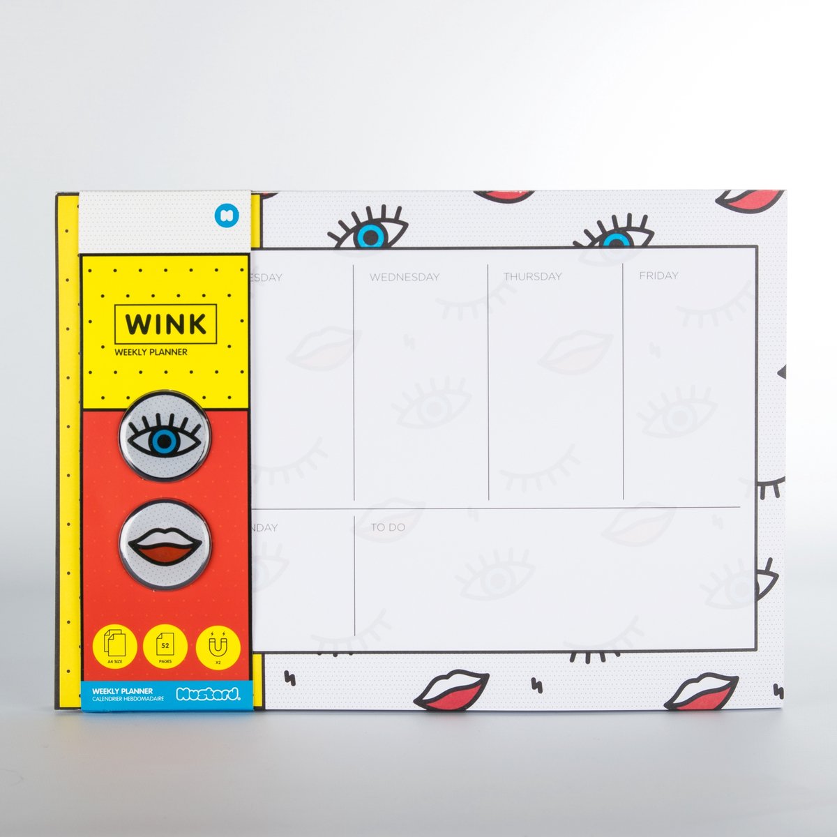 Mustard - Desktop Weekplanner 52 Paginas Knipoog - Vilt - Multicolor