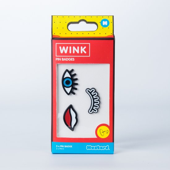 Mustard - Wink Pin Badges Eyes & lips shaped pin badges Set of 3 Pieces