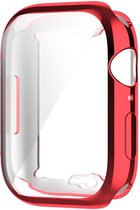 By Qubix Coque en Siliconen (entièrement protégée) 41 mm - Rouge - Convient pour Apple Watch 41 mm Coque - Protecteur d'écran - Protection iWatch - Protect