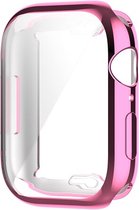 By Qubix Siliconen case (volledig beschermd) 41mm - Roze - Geschikt voor Apple watch 41mm hoesje - screenprotector - Bescherming iWatch - Bescherm