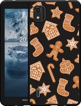 Nokia C2 2nd Edition Hoesje Zwart Christmas Cookies - Designed by Cazy