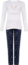 Happy Shorts Dames Kerst Pyjama Shirt + Broek Gingerbread Wit / Blauw - Maat L