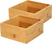 Set van 4x stuks bamboe ladekast/keukenspullen/kantoor vakjes/sorteerbakjes 15 x 15 x 7 cm