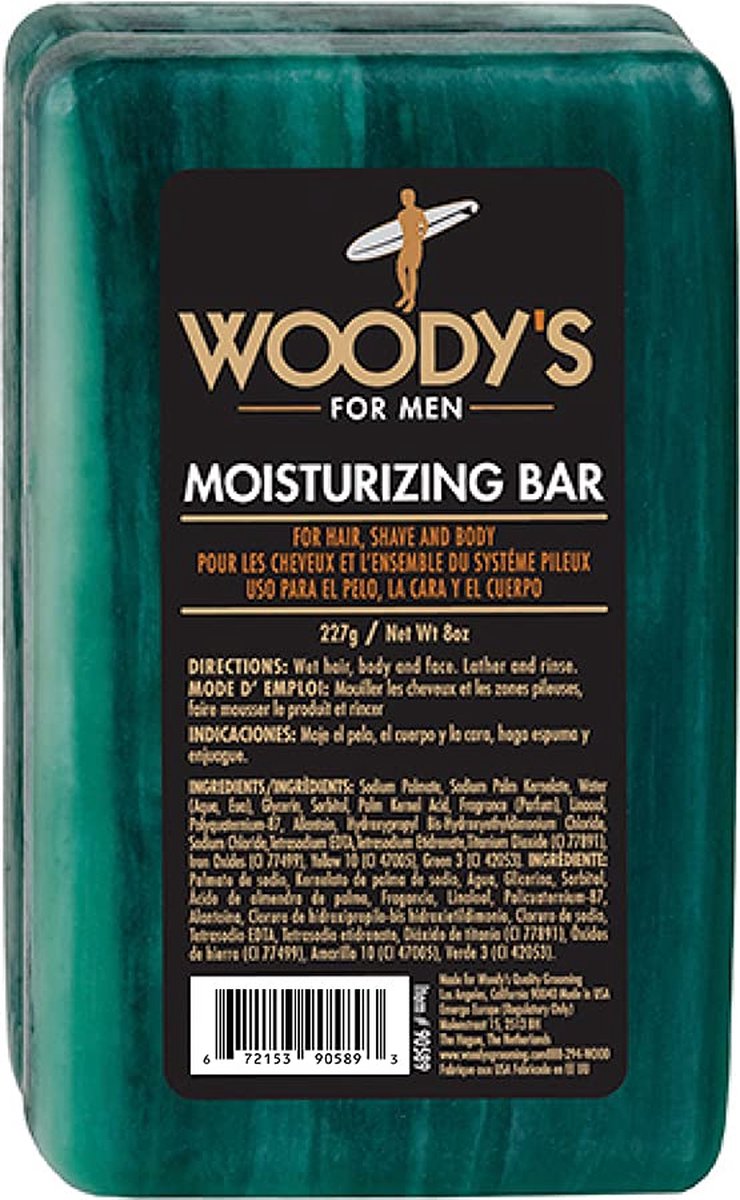 Woody's for Men Zeep Face & Body Moisturizing Bar - 3 in 1 zeepblok voor haar, lichaam en scheren