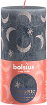 Bol.com Bolsius Silhouette Stompkaars met Print 13x6.8 cm Leisteenblauw aanbieding